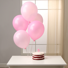 Набор свеча в торт + 5 шаров, цифра 5, розовая