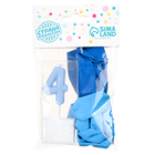 Свеча для торта, цифра 4 + воздушные шары, 5 шт., голубой - Фото 4