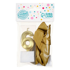 Свеча для торта, цифра 6 + воздушные шары, 5 шт., золото - Фото 4