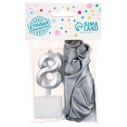 Свеча для торта, цифра 8 + воздушные шары, 5 шт., серебро - Фото 4