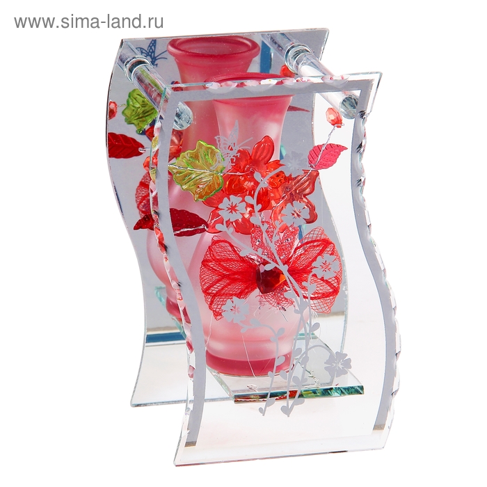 ваза стекло Калипсо 15*8,5 см ромашки декор - Фото 1