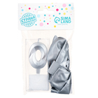 Свеча для торта, цифра 0 + воздушные шары, 5 шт., серебро - Фото 4