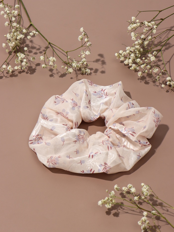 Резинка для волос QF «Орбита», цветочный стиль, 13 см, светло-розовая - Фото 1