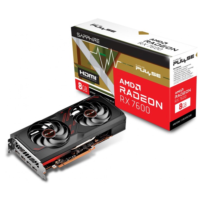 Видеокарта Sapphire PCI-E 4.0 11324-01-20G PULSE RX 7600 GAMING AMD Radeon RX 7600 8Gb 128b   106852 - фото 51623808