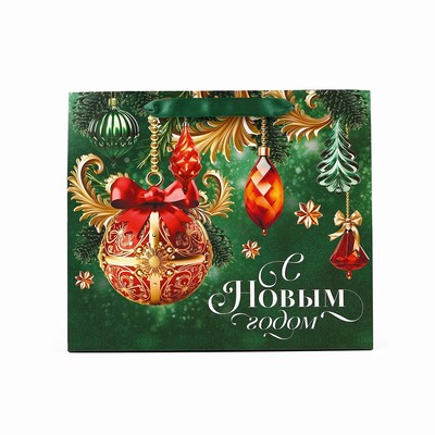Пакет подарочный новогодний ламинированный «С Новым годом», ML 23×27×11.5 см