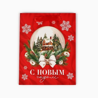 Пакет подарочный новогодний ламинированный «С Новым годом», MS 18×23×10 см