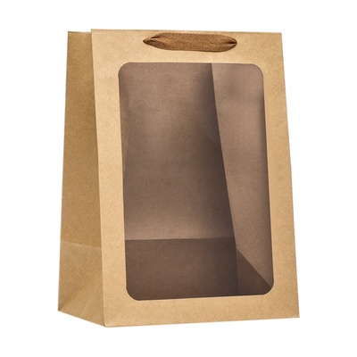 Пакет подарочный, с окном, 35×25×18 см, крафт