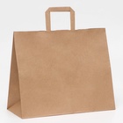 Пакет бумажный крафт 90 г/м², плоская ручка, 35×15×29 см - Фото 2