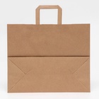 Пакет бумажный крафт 90 г/м², плоская ручка, 35×15×29 см - Фото 3
