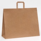 Пакет бумажный крафт 90 г/м², плоская ручка, 45×15×35 см - Фото 2