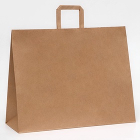 Пакет бумажный крафт 90 г/м?, плоская ручка, 45?15?35 см (комплект 25 шт)
