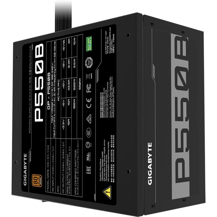 Блок питания Gigabyte ATX 550W GP-P550B 80+ bronze, 24+4+4pin, APFC, 120 мм fan, 6xSATA, RTL   93718 - фото 51623980