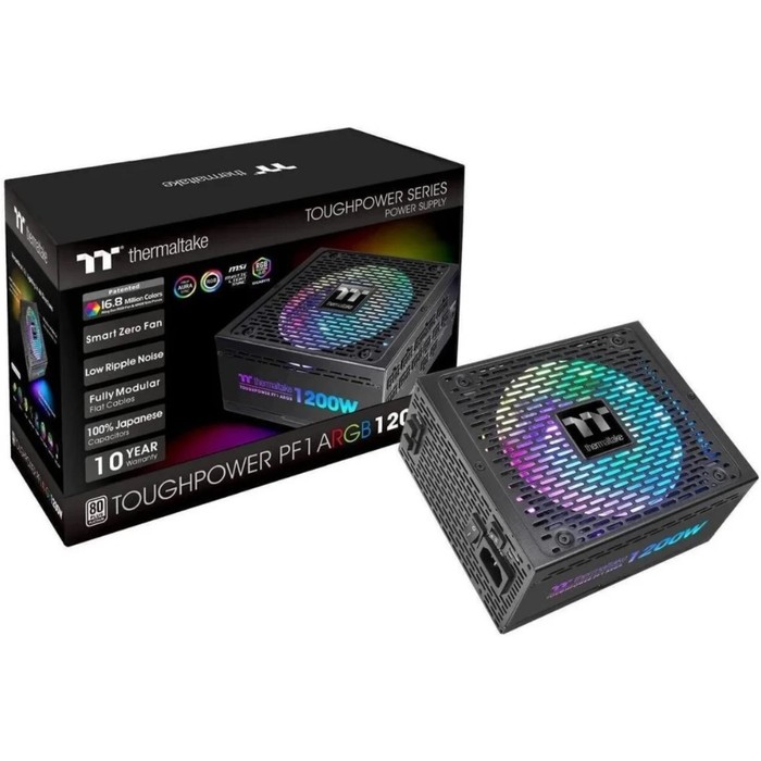 Блок питания Thermaltake ATX 1200W, 24+4+4pin, APFC, 140 мм fan, color LED 12xSATA, RTL - фото 51623986