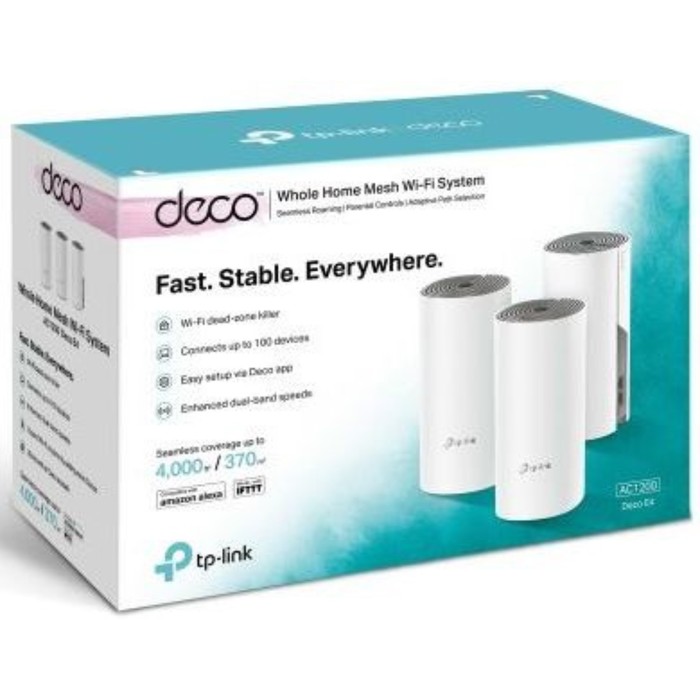 Бесшовный Mesh роутер TP-Link Deco E4 (DECO E4) AC1200, 100 Мбит/с, 3 шт - фото 51624115