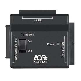 Адаптер-переходник для HDD AgeStar FUBCP2 IDE SATA SATA, пластик, чёрный, 2.5" 3.5" 5.25"