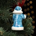 Ёлочная фарфоровая игрушка  "Дед Мороз", синяя шуба, 8,5 см - Фото 3