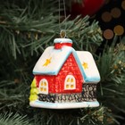 Ёлочная фарфоровая игрушка "Домик новогодний №1", крепление петля, 7 см - фото 25339329