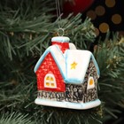Ёлочная фарфоровая игрушка "Домик новогодний №1", крепление петля, 7 см - фото 25339330