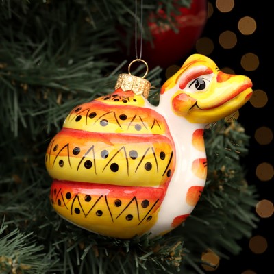 Ёлочный игрушка фарфоровая «Шар. Змей красный», 10 см