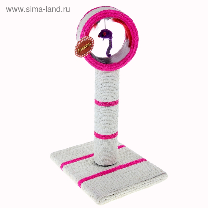 Когтеточка напольная "Цирковое кольцо" с игрушкой-дразнилкой, основание 30х23 см, высота 46 см 59945 - Фото 1