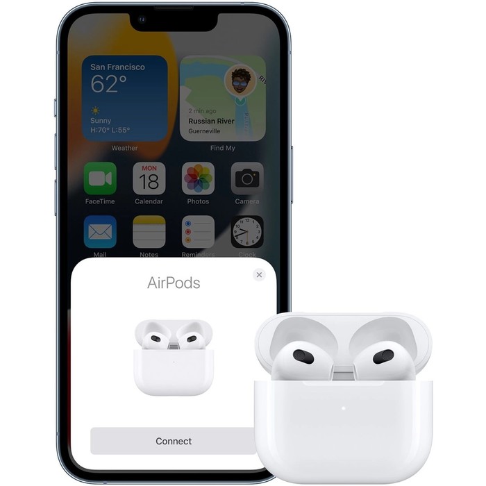 Гарнитура вкладыши Apple AirPods 3 A2565/A2564/A2897 Lightning белый беспроводные bluetooth в ушной - фото 51627474