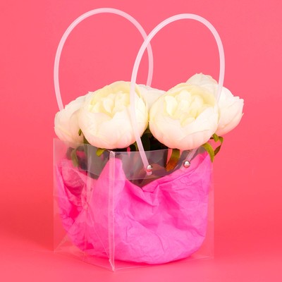 Пакет подарочный с квадратным дном, прозрачный, 13×13×13 см