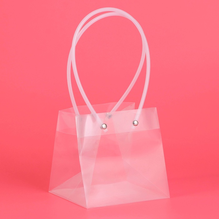 Пакет подарочный с квадратным дном, прозрачный, 13×13×13 см - Фото 1