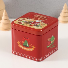 Шкатулка металл квадрат "Праздничный переполох" 7,5х7,5х6,5 см