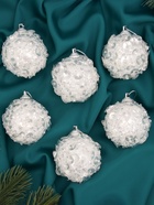 Ёлочные игрушки «Альваро», шары новогодние, d=6 см, набор 6 шт., пайетки, белый - Фото 2