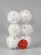 Ёлочные игрушки «Альваро», шары новогодние, d=6 см, набор 6 шт., пайетки, белый - Фото 3