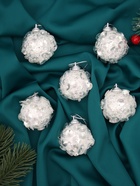 Ёлочные игрушки «Альваро», шары новогодние, d=5 см, набор 6 шт., пайетки, белый - Фото 2