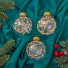 Ёлочные игрушки «Джотто», шары новогодние, d=8 см, набор 3 шт., перламутровый/прозрачный - Фото 3