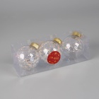 Ёлочные игрушки «Джотто», шары новогодние, d=8 см, набор 3 шт., перламутровый/прозрачный - Фото 4