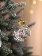 Ёлочные игрушки «Джотто», шары новогодние, d=8 см, набор 3 шт., перламутровый/прозрачный - Фото 2