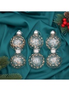 Ёлочные игрушки «Джотто», шары новогодние, d=6 см, набор 6 шт., золото прозрачный 10514313