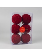 Ёлочные игрушки «Бьорн», шары новогодние, d=8 см, набор 6 шт., геометрия, красный - Фото 4
