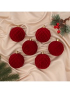 Ёлочные игрушки «Бьорн», шары новогодние, d=8 см, набор 6 шт., сетка, красный - Фото 3