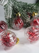 Ёлочные игрушки «Бринцзе», шары новогодние, d=6 см, набор 6 шт., красный/прозрачный - Фото 3