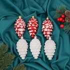 Ёлочные игрушки 6 шт. «Шишки ассорти» 9.5×4.5 см, красный белый - Фото 2