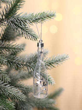 Ёлочные игрушки 6 шт. «Бутылочка» 11×3 см, прозрачный золото