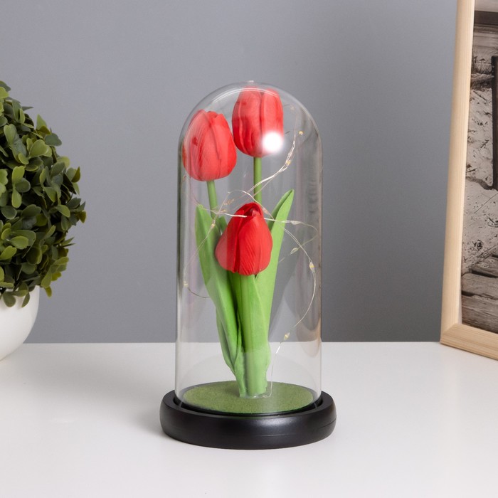 

Ночник «Тюльпаны» LED 3хААА красный 10,5х10,5х22см