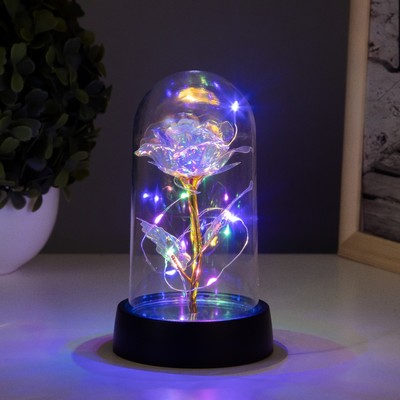 Фигурка световая колба RISALUX «Цветок», LED-ночник, 3×AG10, белый, 8.5×8.5×15.5 см