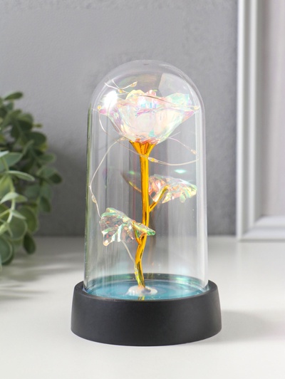 Фигурка световая колба RISALUX «Цветок», LED-ночник, 3×AG10, белый, 8.5×8.5×15.5 см