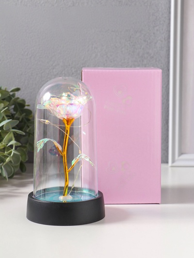 Фигурка световая колба RISALUX «Цветок», LED-ночник, 3×AG10, белый, 8.5×8.5×15.5 см