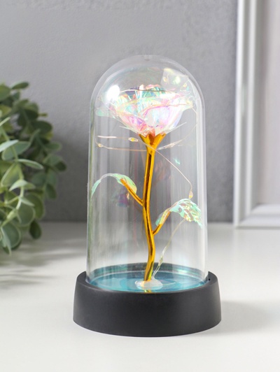 Фигурка световая колба RISALUX «Цветок», LED-ночник, 3×AG10, белый, 8.5×8.5×15.5 см