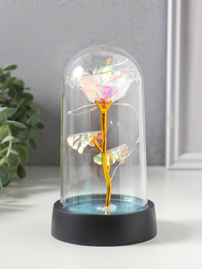 Фигурка световая колба RISALUX «Цветок», LED-ночник, 3×AG10, белый, 8.5×8.5×15.5 см