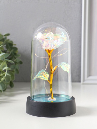 Фигурка световая колба RISALUX «Цветок», LED-ночник, 3×AG10, белый, 8.5×8.5×15.5 см