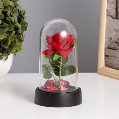 Фигурка светящаяся колба RISALUX «Красная роза», LED-ночник, 3×AG10, 8.5×8.5×15.5 см