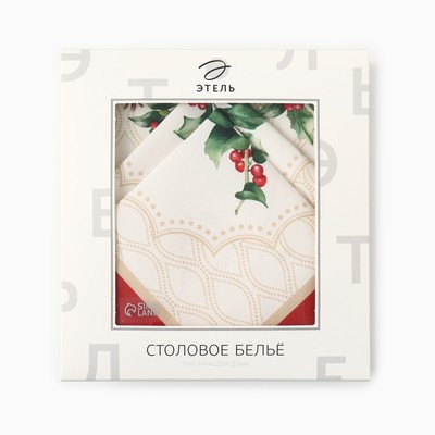 Набор новогодний «Этель» Christmas wreath: скатерть 150×110 см ±3 см с ВГМО, салфетка 40×40 см-4 шт., 100% хлопок