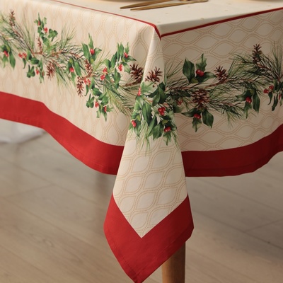Набор новогодний «Этель» Christmas wreath: скатерть 150×110 см ±3 см с ВГМО, салфетка 40×40 см-4 шт., 100% хлопок